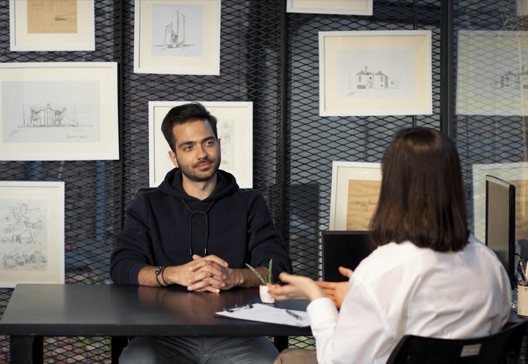Meeting across a desk
