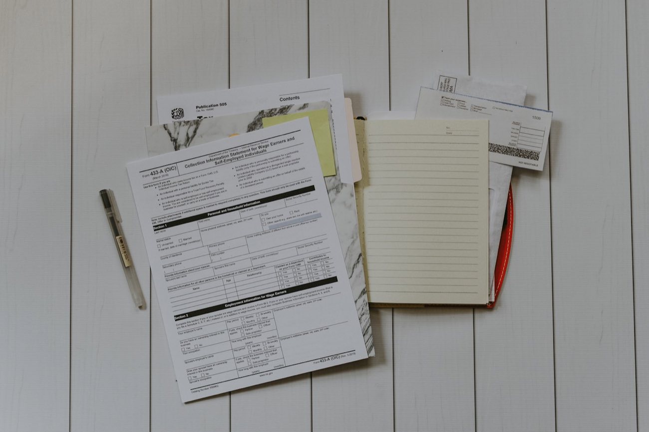 Tax forms on a table