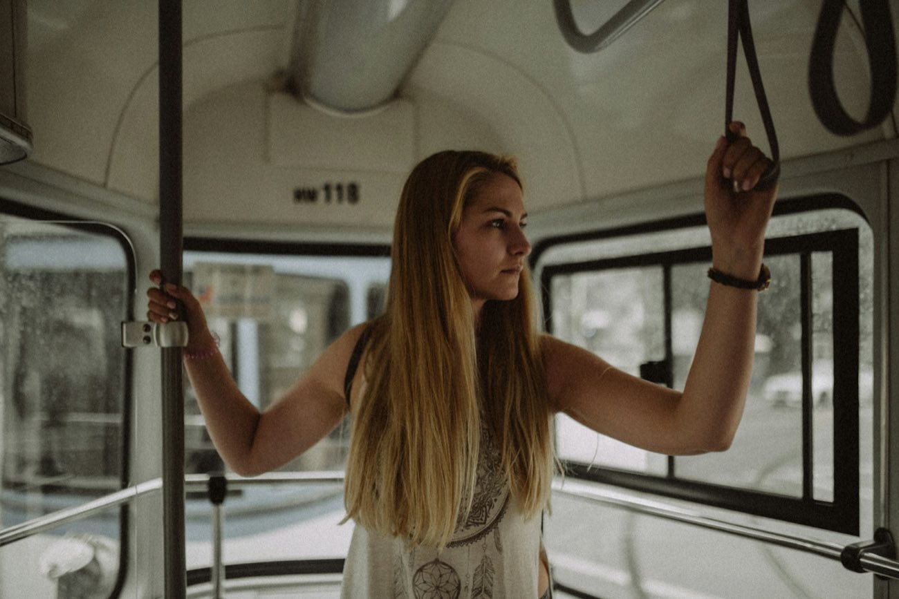 Young woman on a tram