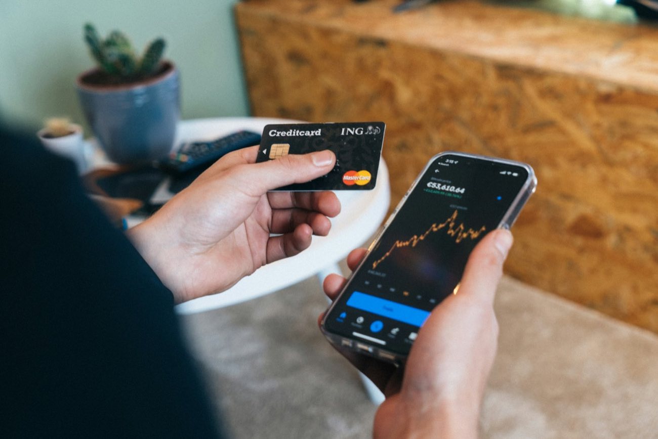 Person checking a banking app