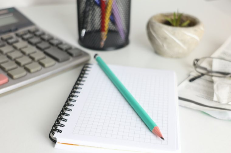 Notebook and calculator